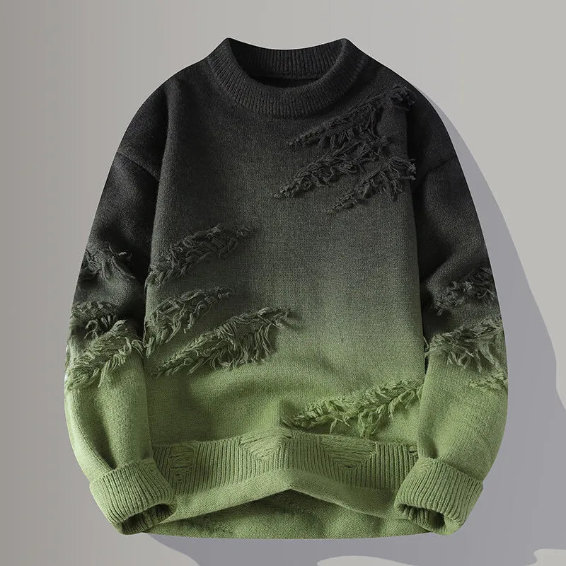 Pull Tricot Gradient Nuvair Pour Homme Amawinc Ombre Dégradé Et Texture Usée Confort