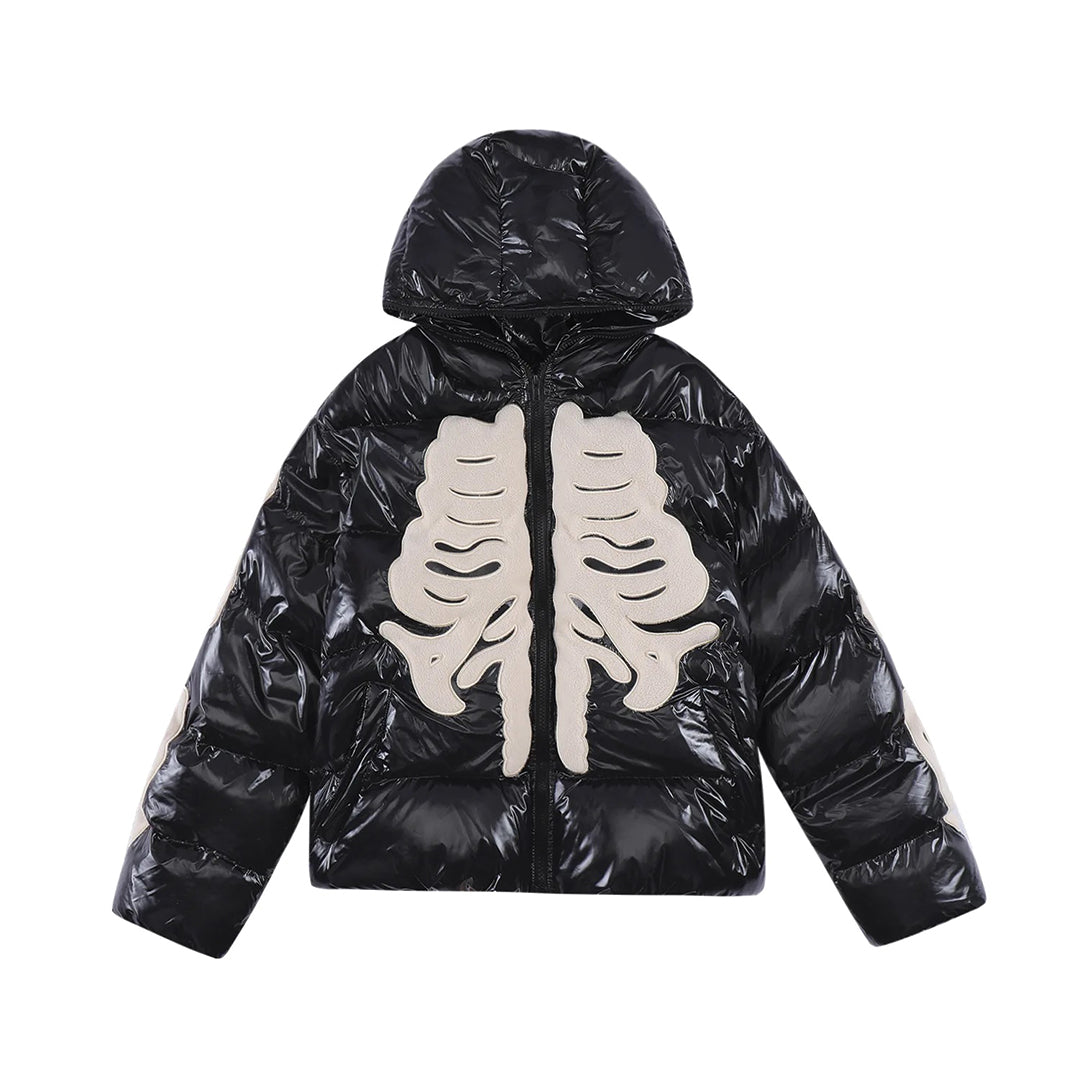 Parka À Capuche Cornes Squelette Avec Masque Détaillé Et Rembourrée En Coton Polyester