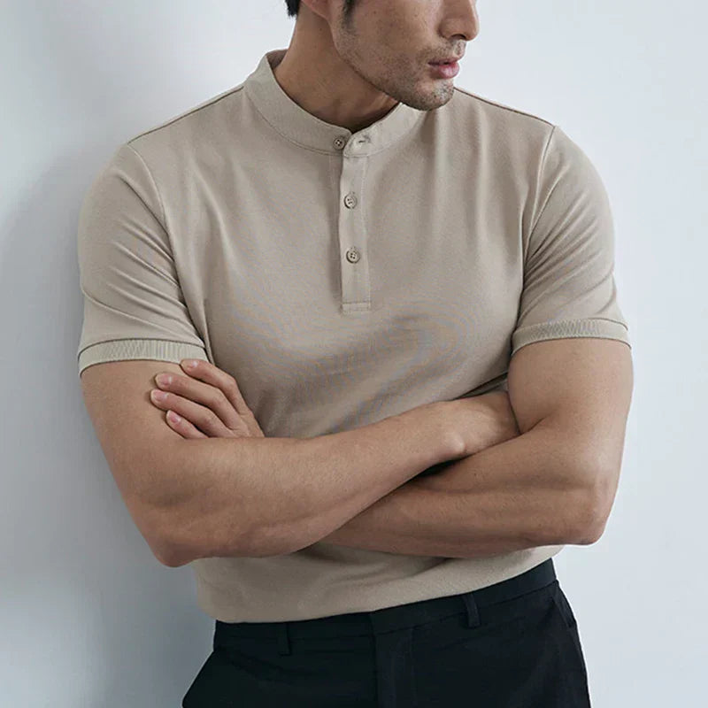 T Shirt Homme Slim Fit En Coton Léger Col Décontracté Manches Courtes Pour Tous Les Jours