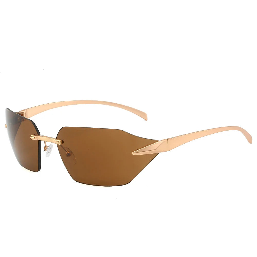 Lunettes de Soleil Vista Barcelona Rimless avec Monture Métal Doré Élégante et Raffinée pour Style Sophistiqué