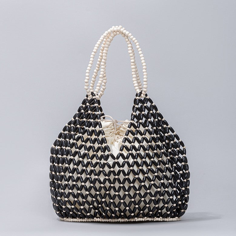 Sac Cabas Tissé Ava Amawinc Avec Perles Naturelles En Bois Design Fait Main Été Style Estival Confortable