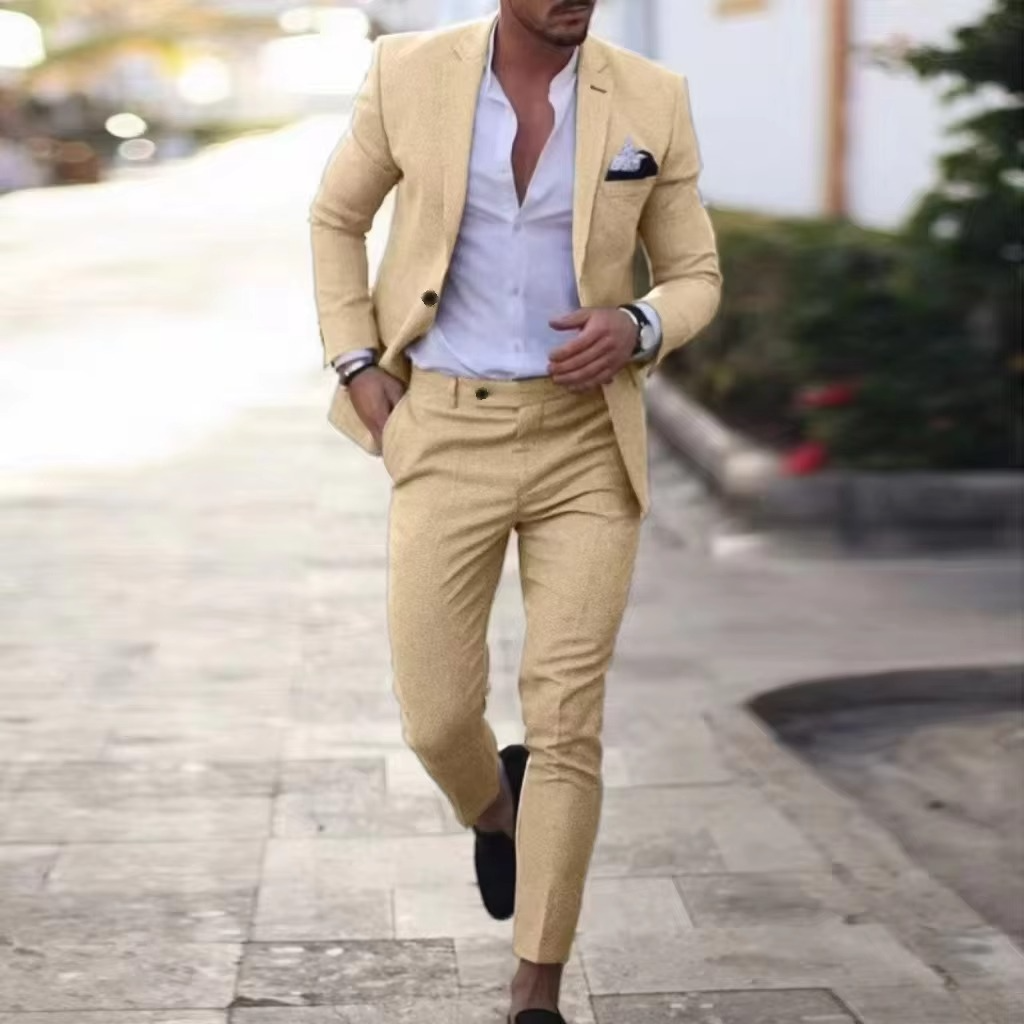 Amawinc Ensemble Deux Pièces En Lin Respirant Pour Homme Blazer Et Pantalon Pour Mariages Plage Et Événements Été