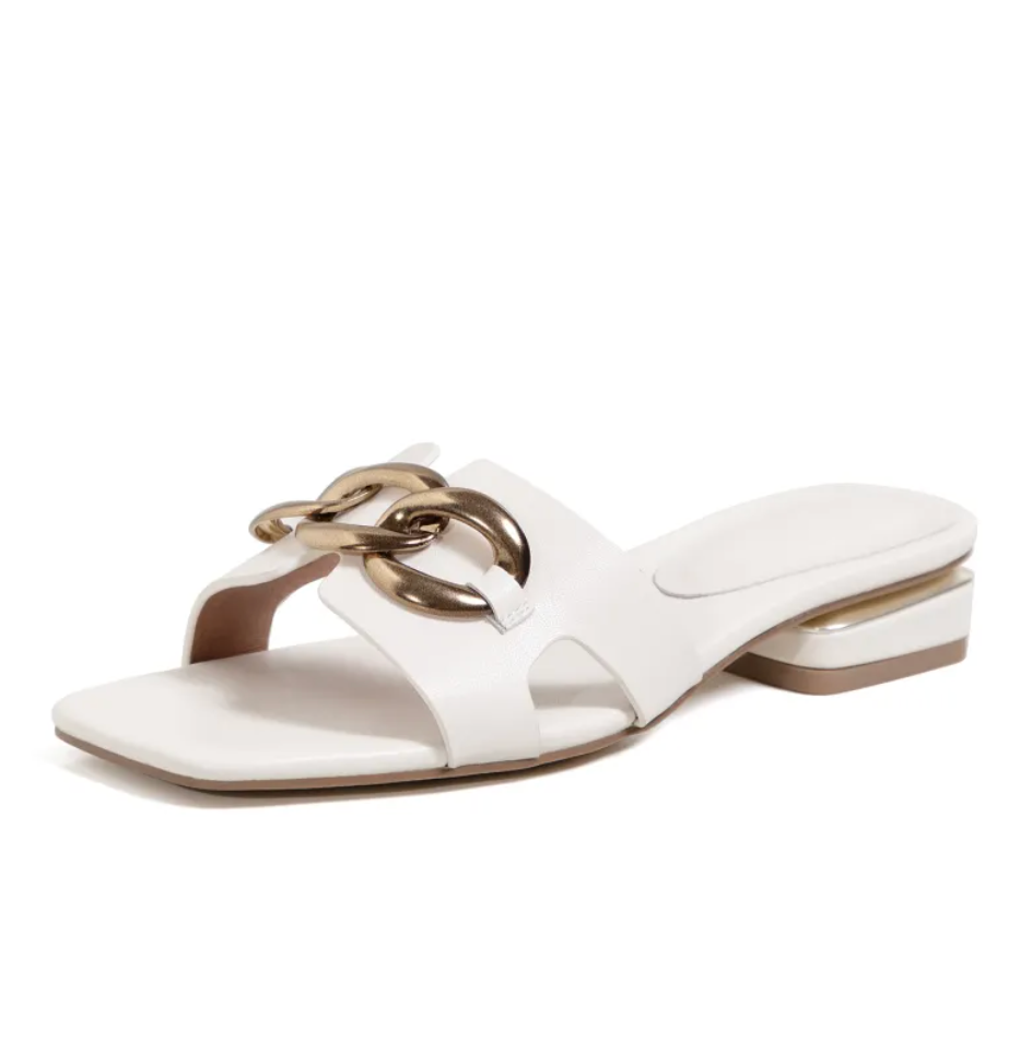 Damen-Sandalen im Old-Money-Stil mit goldener Schnalle
