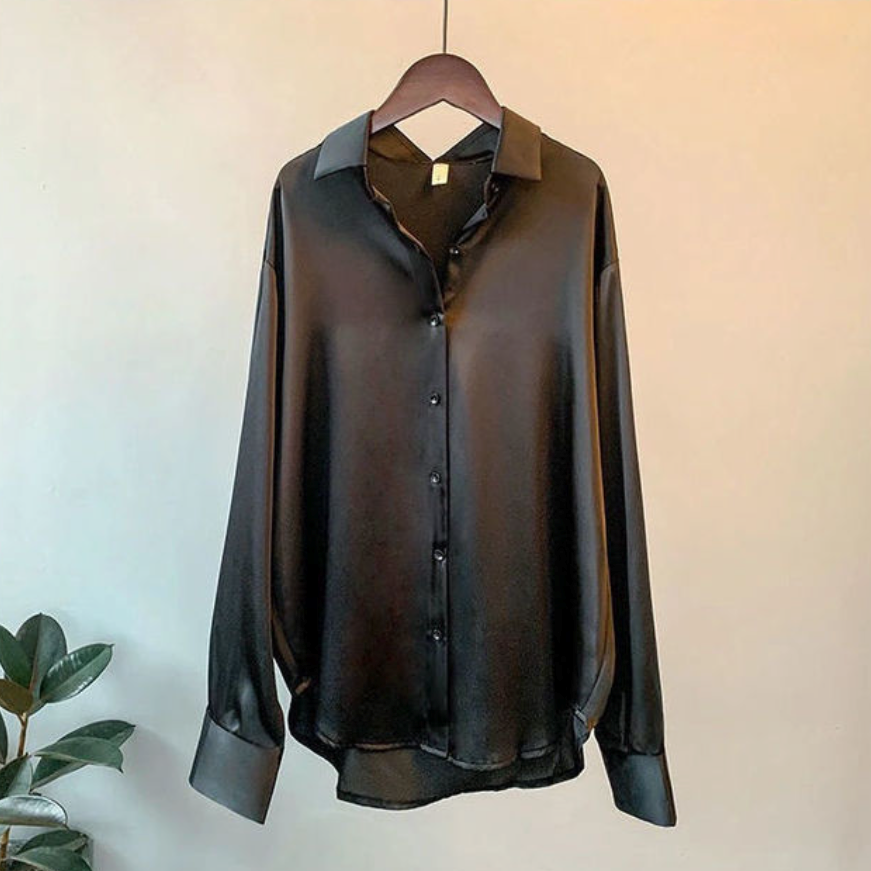 Blouse Satinée Décontractée À Boutons Frontaux Pour Femme Taylor Amawinc Coupe Ample Pour Bureau Et Jour