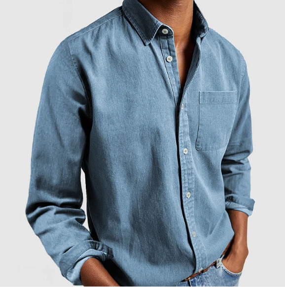 Chemise Homme Boutonnée en Coton Manches Longues Coupe Regular avec Poche Poitrine Amawinc Nordic Flair