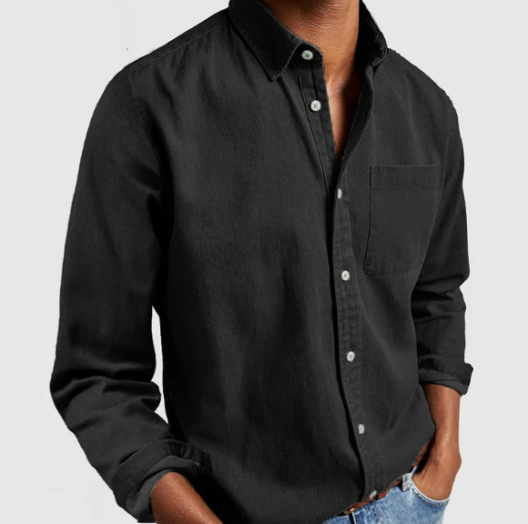 Chemise Homme Boutonnée en Coton Manches Longues Coupe Regular avec Poche Poitrine Amawinc Nordic Flair
