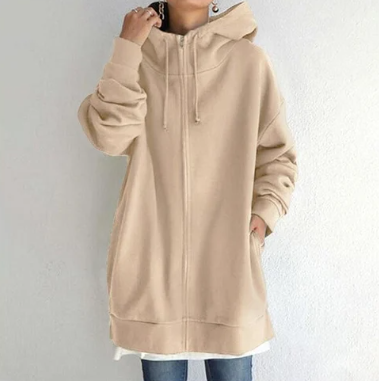 Damen Hoodie mit übergroßen Reißverschluss von Fudus