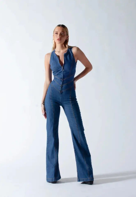 Denim-Jumpsuit von Hedwig mit offenem Rücken