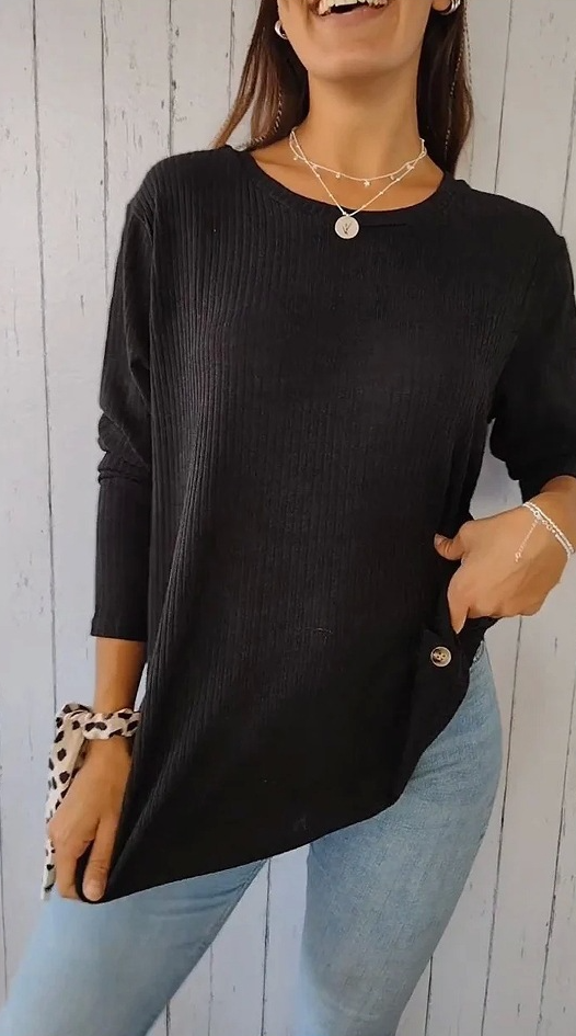 Damen Langarmshirt mit Rundhals von Fudus