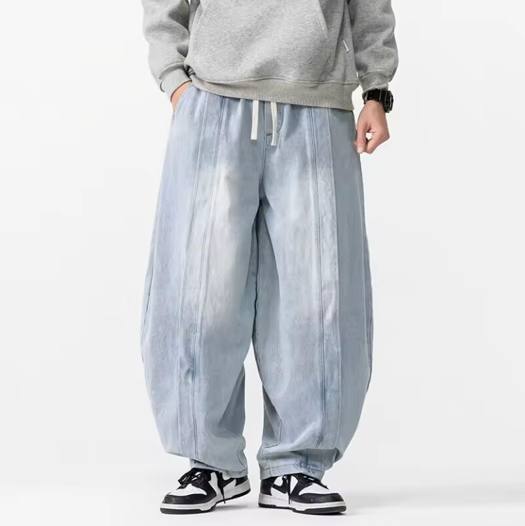 Pantalon Denim Large Renzo Amawinc Coupe Décontractée Premium Denim Lavage Uni Pour Style Polyvalent