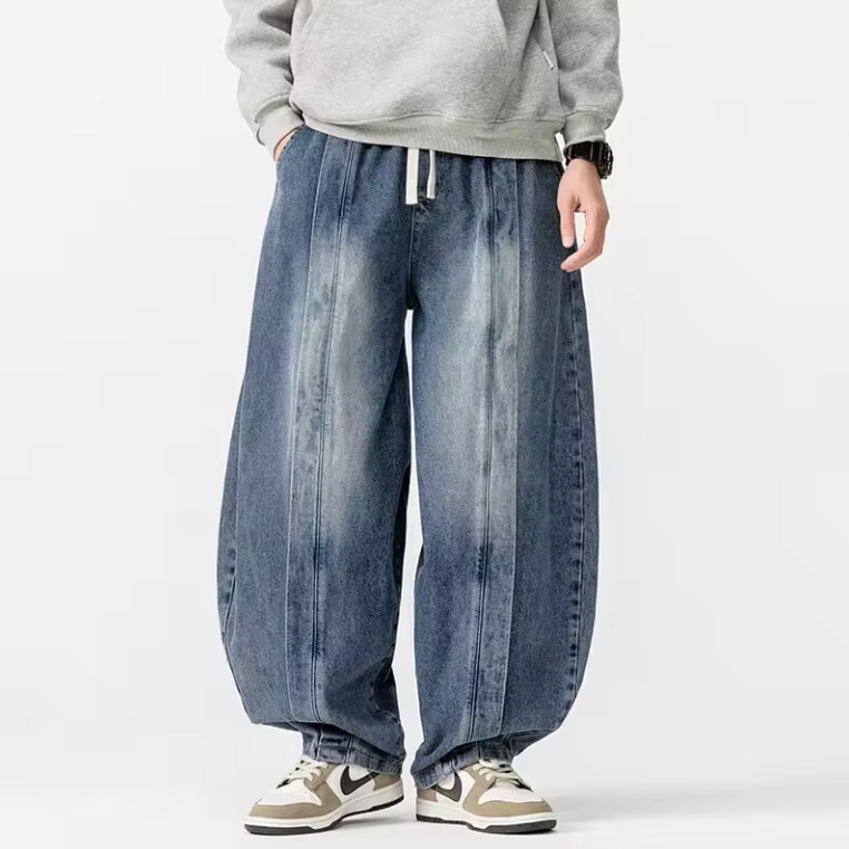 Pantalon Denim Large Renzo Amawinc Coupe Décontractée Premium Denim Lavage Uni Pour Style Polyvalent