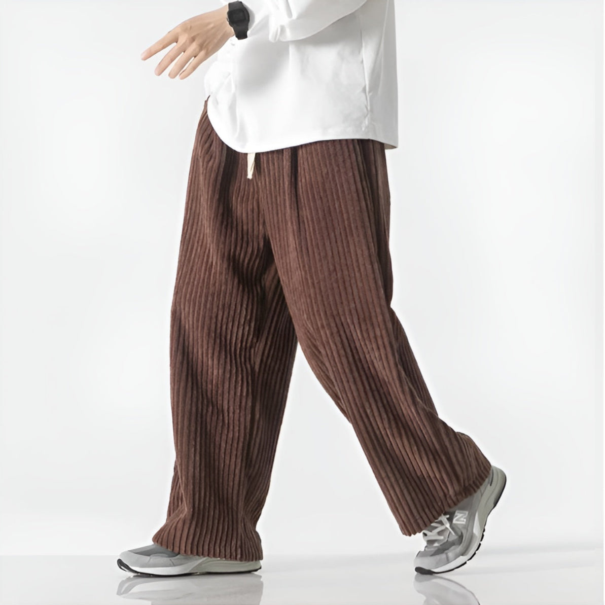 Amawinc Drift Pantalon Velours Côtelé Décontracté Avec Texture Dense À Côtes Et Taille À Cordon Élastique