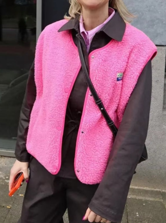 Veste Femme En Mélange De Laine Col Rond Décontractée Avec Fermeture Par Pressions Devant