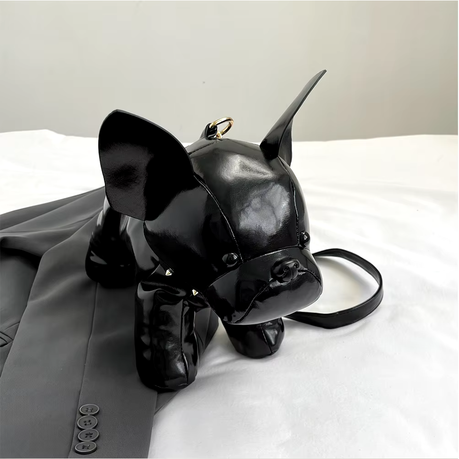 Amawinc Sac Bandoulière Charlie En Forme De Bouledogue Français Avec Cuir Durable Et Détail Collier À Pointes
