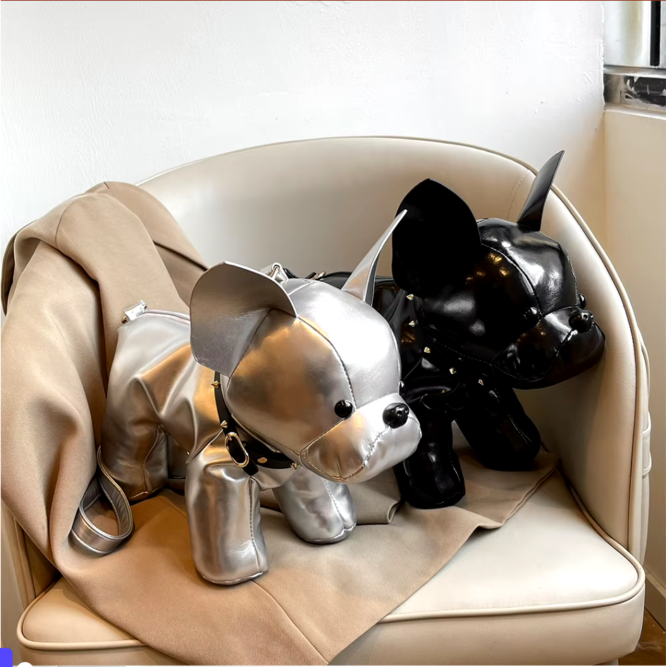Amawinc Sac Bandoulière Charlie En Forme De Bouledogue Français Avec Cuir Durable Et Détail Collier À Pointes