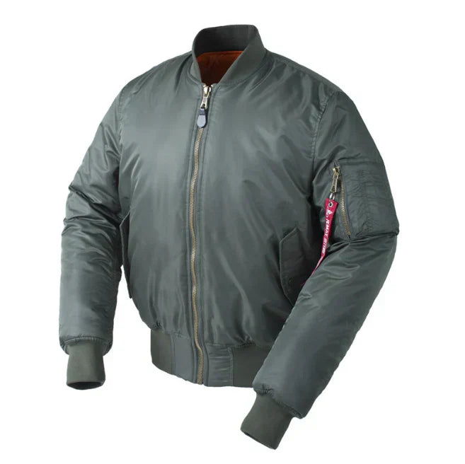 Veste Bomber Homme Marine Coupe Classique Résistante au Vent Avec Bord Côtelé et Poche Utilitaire