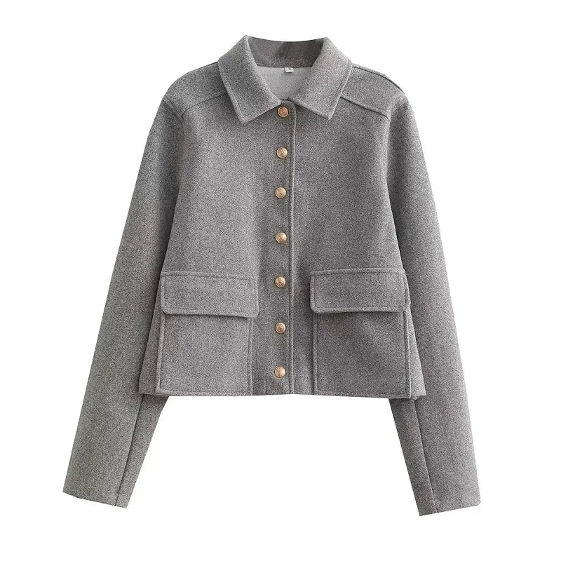Veste Femme Fiona Décontractée Boutons sur Devant avec Poches Confort Quotidien Élégante