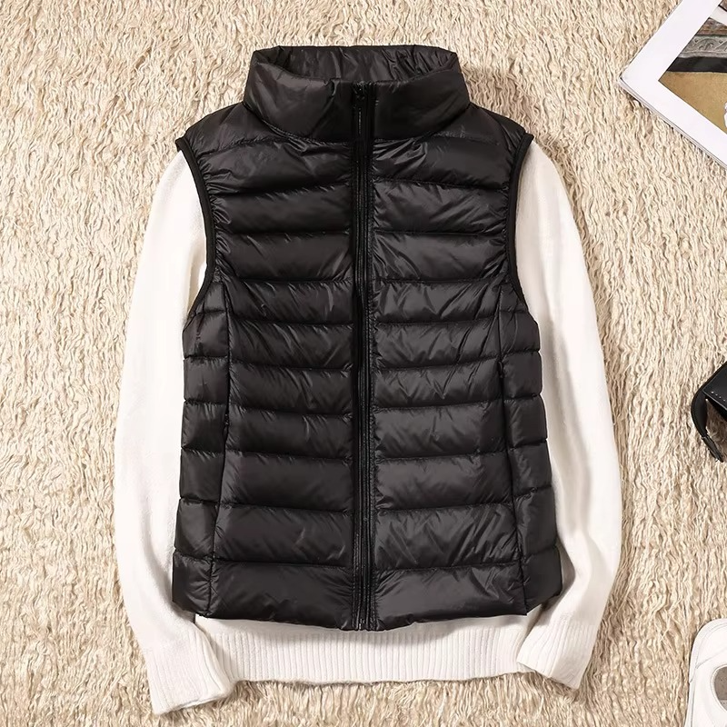 Gilet Sans Manches Court en Duvet pour Femme Léger Matelassé Nylon Chaud Confortable Idéale Hiver et Activité