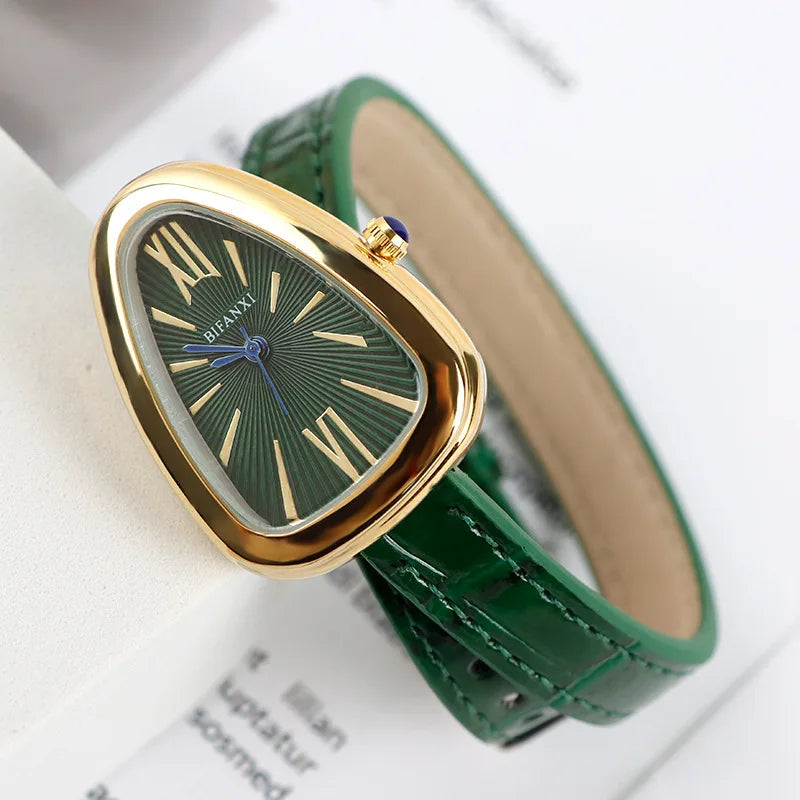 Montre Cadmus Artisanale Avec Cadran Serpent Mouvement Quartz Haute Qualité Bracelet Cuir Confortable Esthétique Rétro