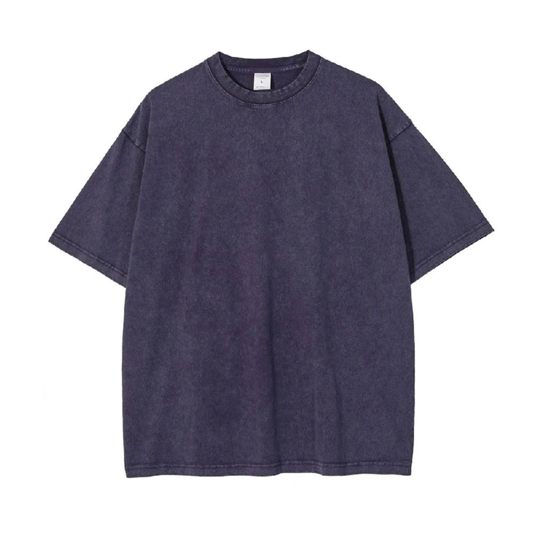 T Shirt Oversize Distressé Délavé En Coton Vintage Multicolore Manches Courtes Coupe Décontractée