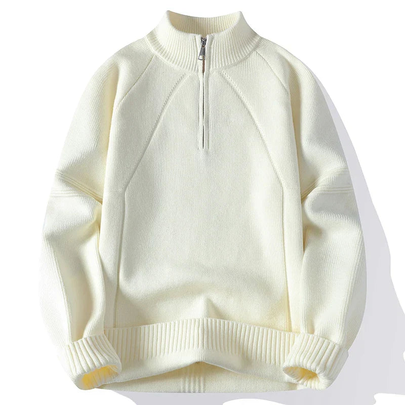 Amawinc Pull En Maille Col Ras Du Cou Demi Zip Pour Homme Confort Polyvalent Pour la Vie Quotidienne