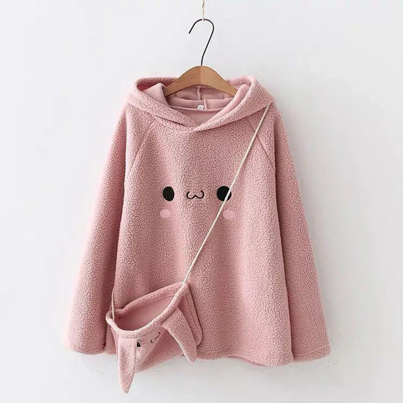 Amawinc Bunzie Hoodie Molleton Ultra Doux avec Coupe Ample Décontractée Sac Bandoulière Offert