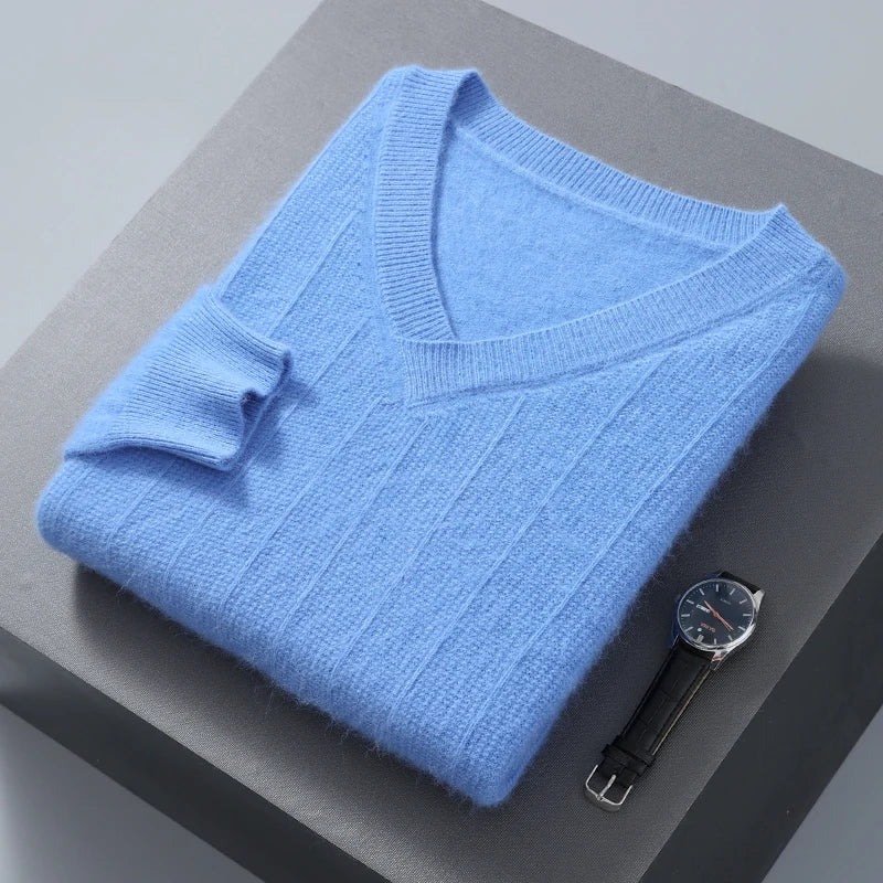 Nordisk Flair Pull Homme Col V En Mélange De Laine Coupe Décontractée Maille Douce Ourlet Côtelé Confortable