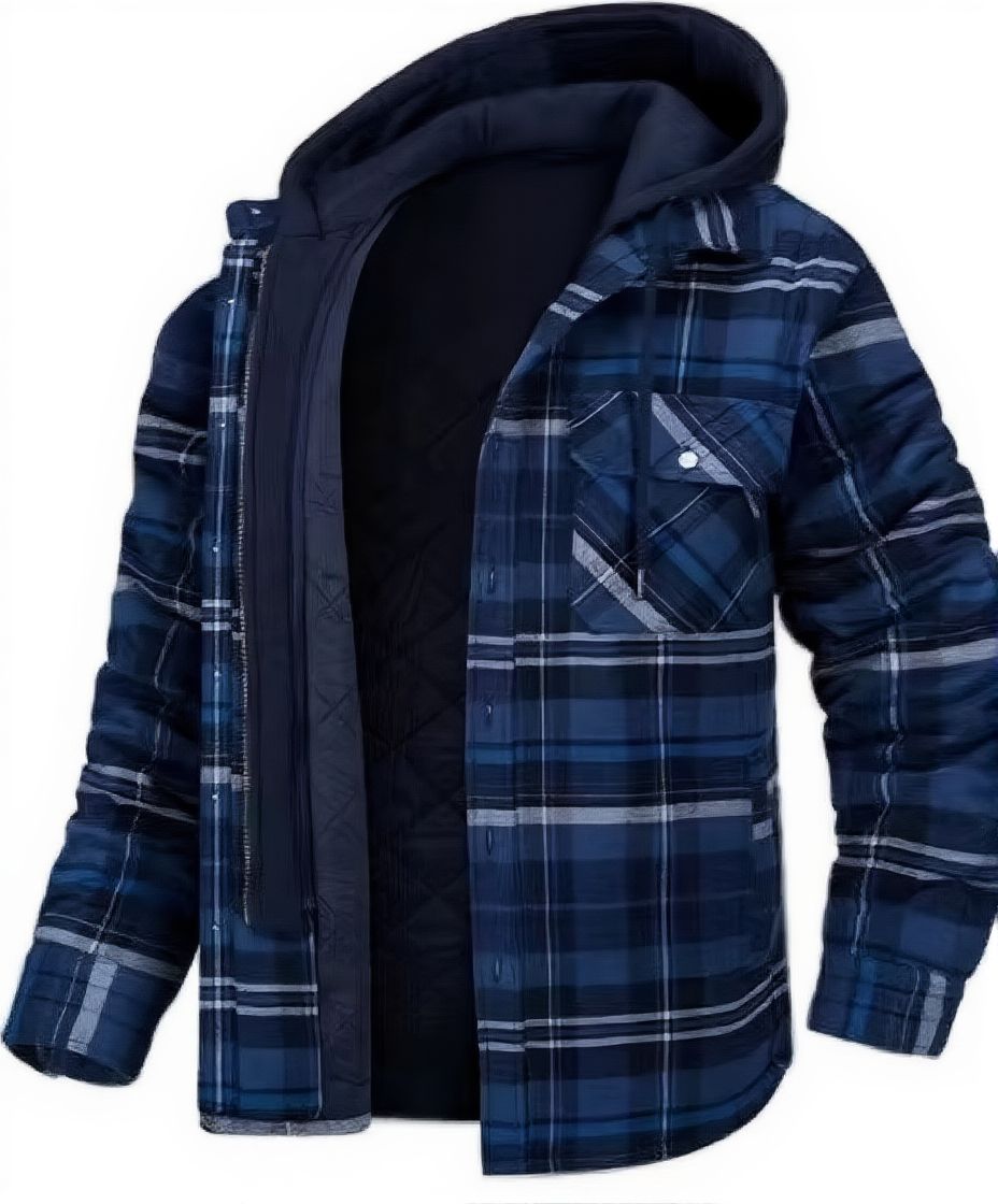 Veste Homme Hivernale Épaisse À Capuche À Carreaux Chaude Isolation Décontractée Et Tendances Amawinc