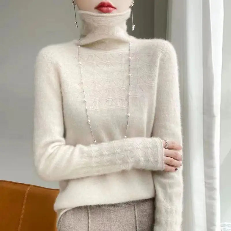 Damen-Pullover mit Rollkragen und Muster