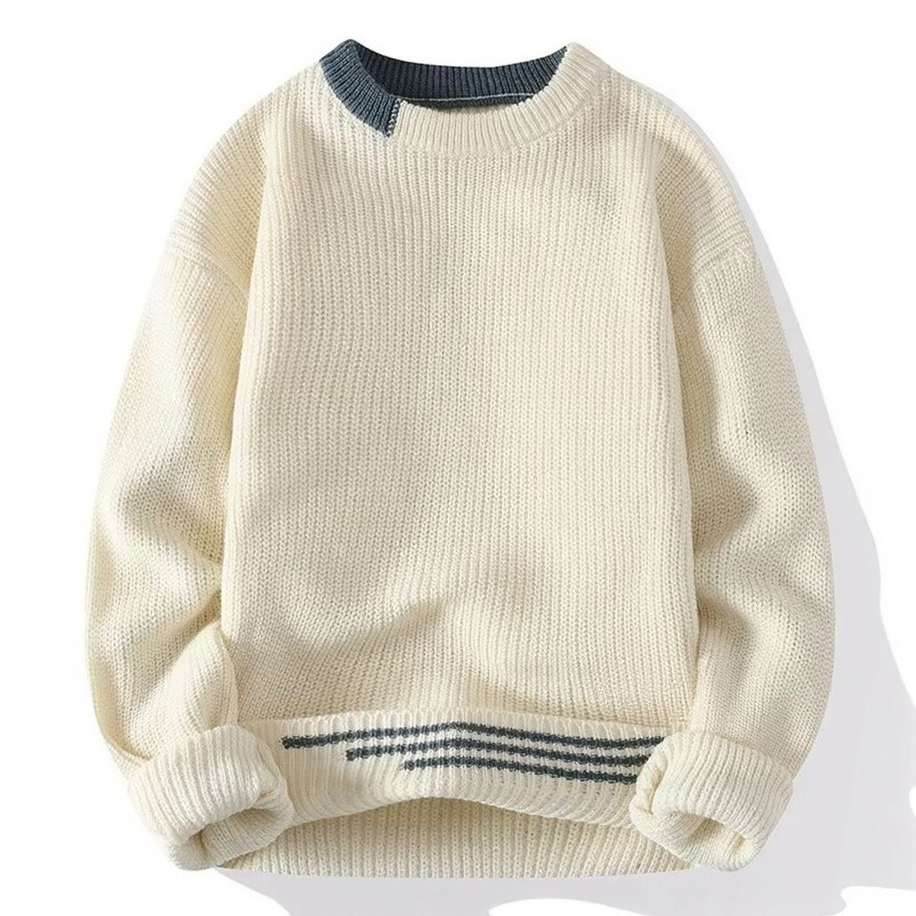 Pull Patchwork Tricot Automne Hiver Slim Fit Col Rond Pour Homme Chaud Et Confortable Pour Style Quotidien
