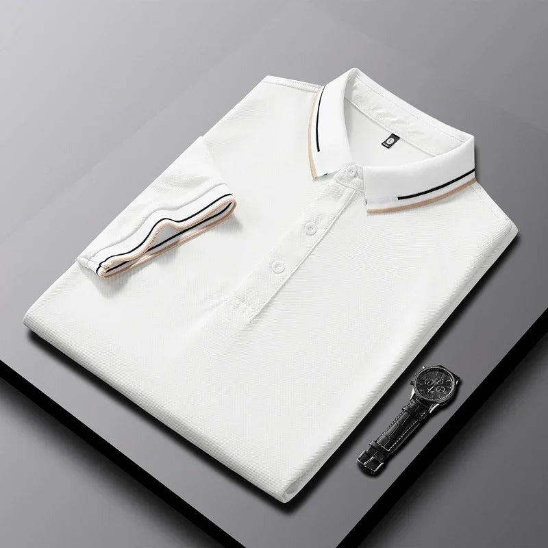 Polo AeroKnit Sur Mesure Respirant Avec Texture Fine Et Col Poignets Contrastés Élégants