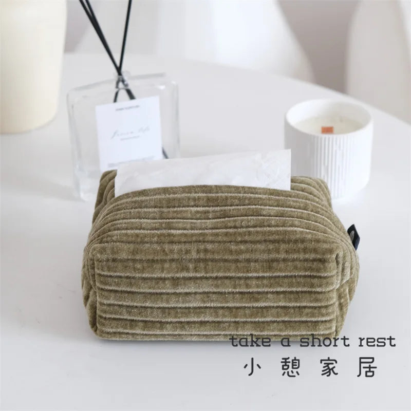 Housse Jacquard Pour Boîte À Mouchoirs Amawinc En Tissu Corduroy Doux Et Chaleureux Pour Décor Intérieur
