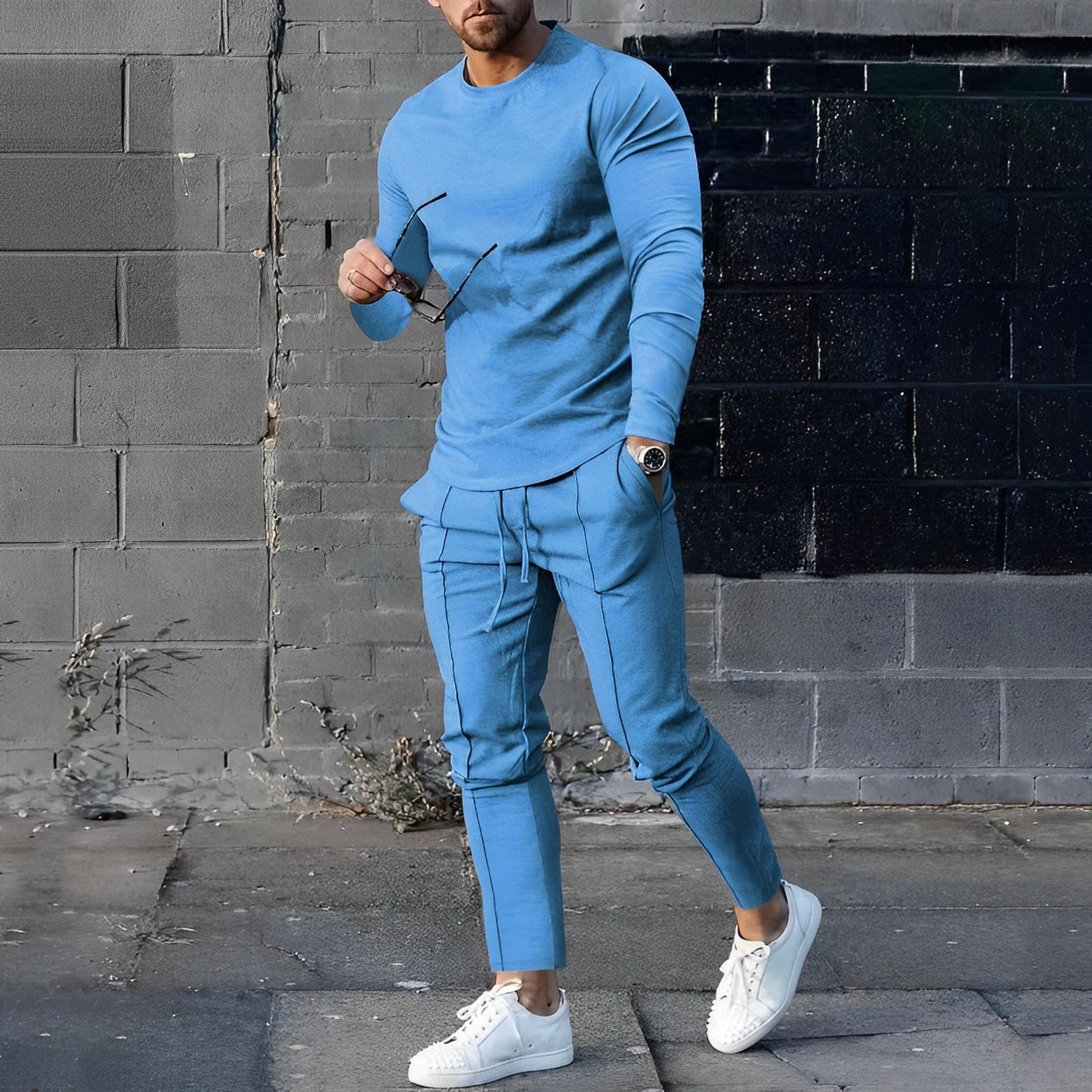 Ensemble Deux Pièces Décontracté Pour Homme James Avec Haut À Manches Longues Et Pantalon Jogger Amawinc