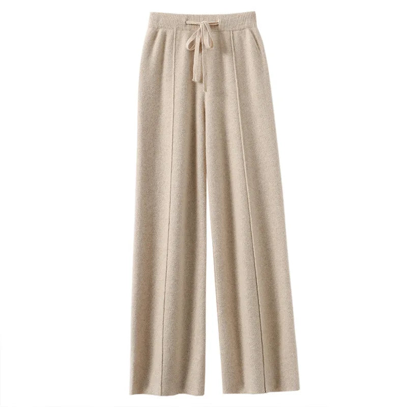 Pantalon De Survêtement Eva Confort Ultime En Mélange De Laine Tricotée Coupe Large Lavage À La Main Douceur