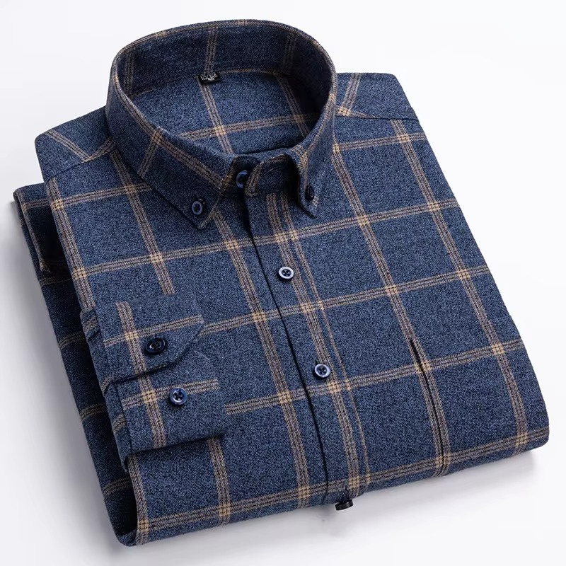 Chemise Pour Homme À Carreaux Taille Plus 7XL Manches Longues 100 Pour Cent Coton Avec Poche Poitrine Unique