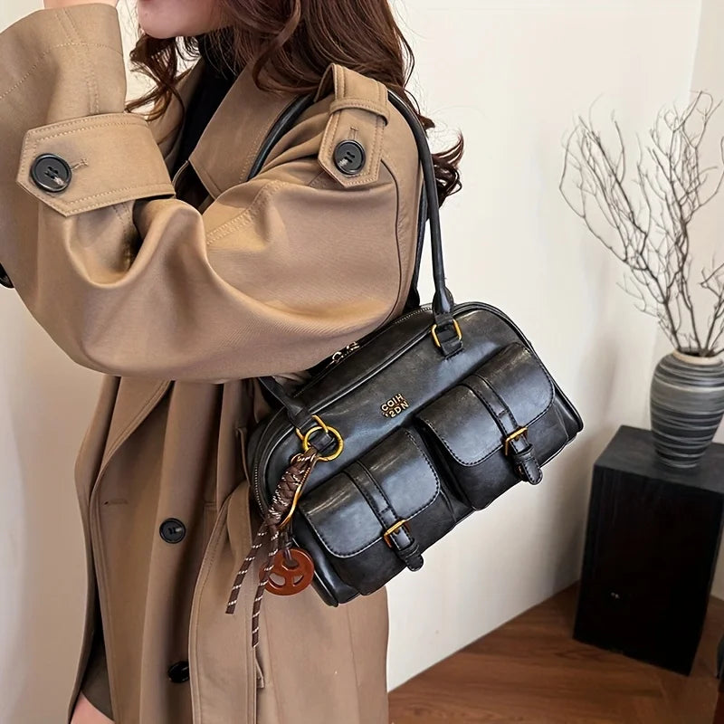 Sac D Epaule Katherine Amawinc En Cuir Végan PU Design Structuré Et Double Anses Pour Usage Quotidien
