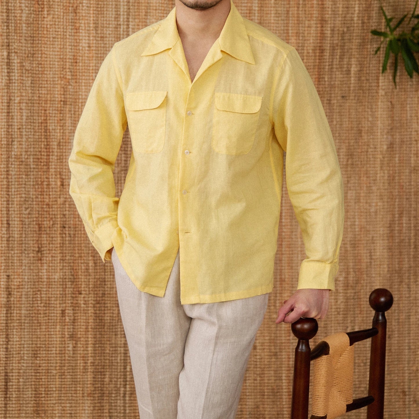 Chemise En Lin Pour Homme À Coupe Décontractée Manches Longues Boutons Respirante Pour Temps Chaud