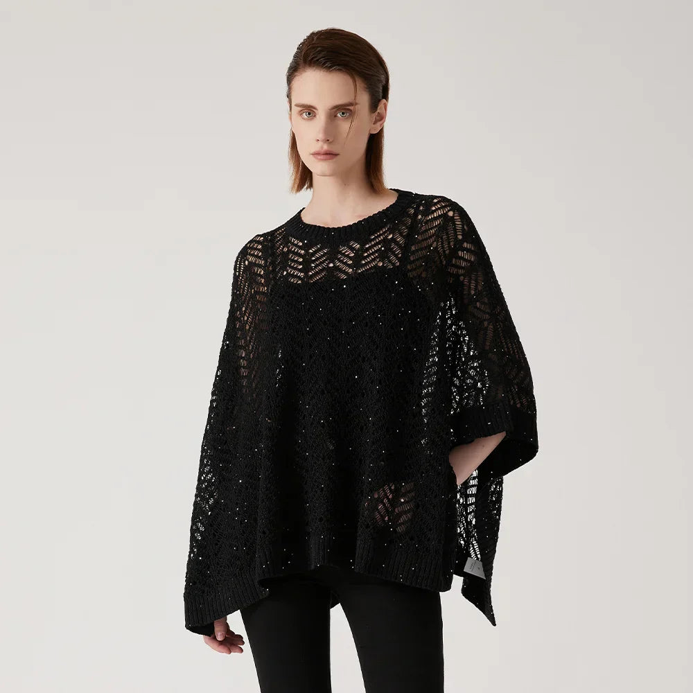 Haut Crochet Alba Maison En Lin Ouvert Avec Paillettes Subtiles Et Coupe Décontractée Oversize