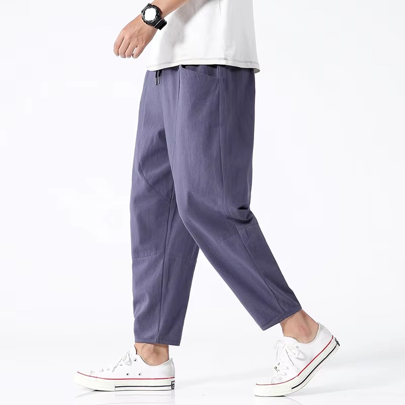 Pantalon Décontracté Pour Homme En Coton 100 Pour Cent Léger À La Cheville Pour L'Été Par Amawinc