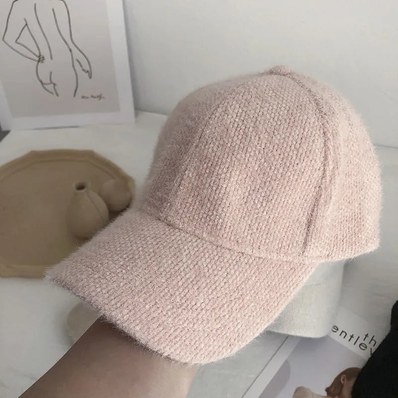 Casquette Baseball Femme Automne Hiver Couleur Unie Avec Cheveux Cony Pour Femmes Chaude Et Confortable