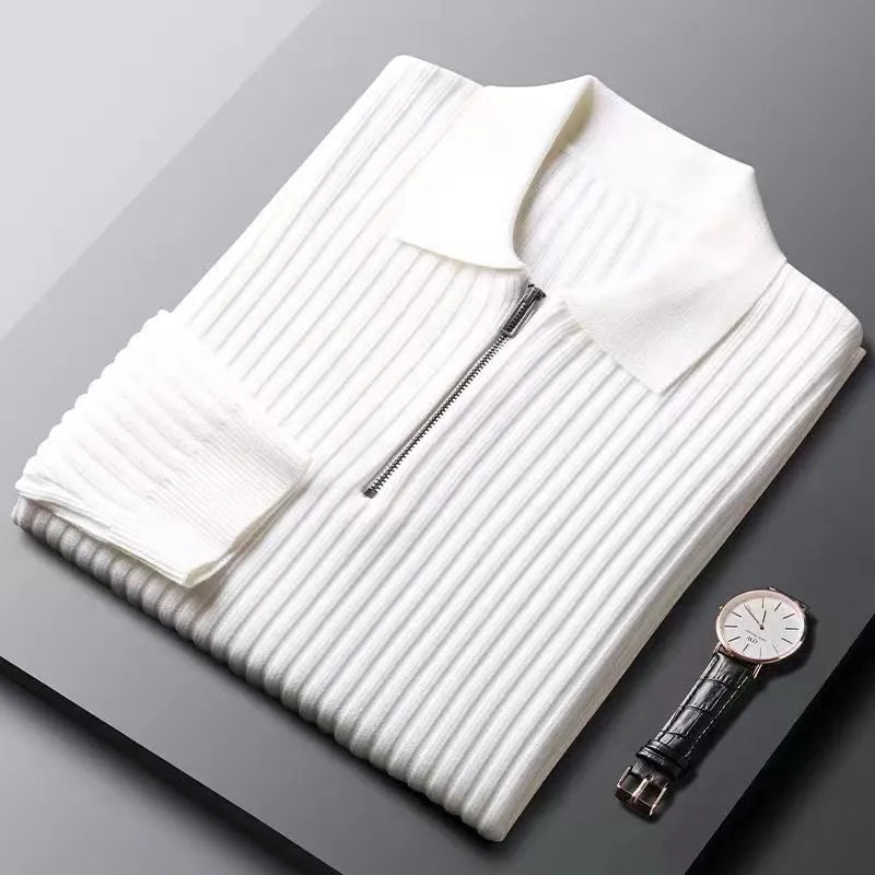 Grant Pull Homme Col Zippé En Maille Côtelée Amawinc Confortable Moderne Pour Allures Décontractées
