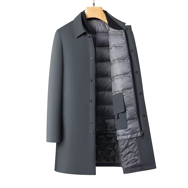Amawinc Doudoune Homme Mi Longue Avec Doublure Peluche Et Couche Intérieure Amovible Pour Hiver