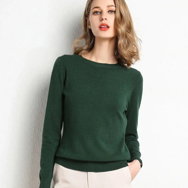 Mileena Dream Pull En Laine Mélange Coupe Slim Fit Col Rond Maille Côtelée Pour Femme