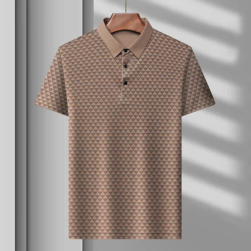 Palmer Polo en Soie Amawinc Ice Silk Tissu Performance à Séchage Rapide et Motif Audacieux