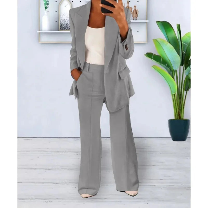 Kayla Ensemble Tailleur Formel Avec Blazer Long Sur Mesure Pour Femmes Professionnelles Élégantes