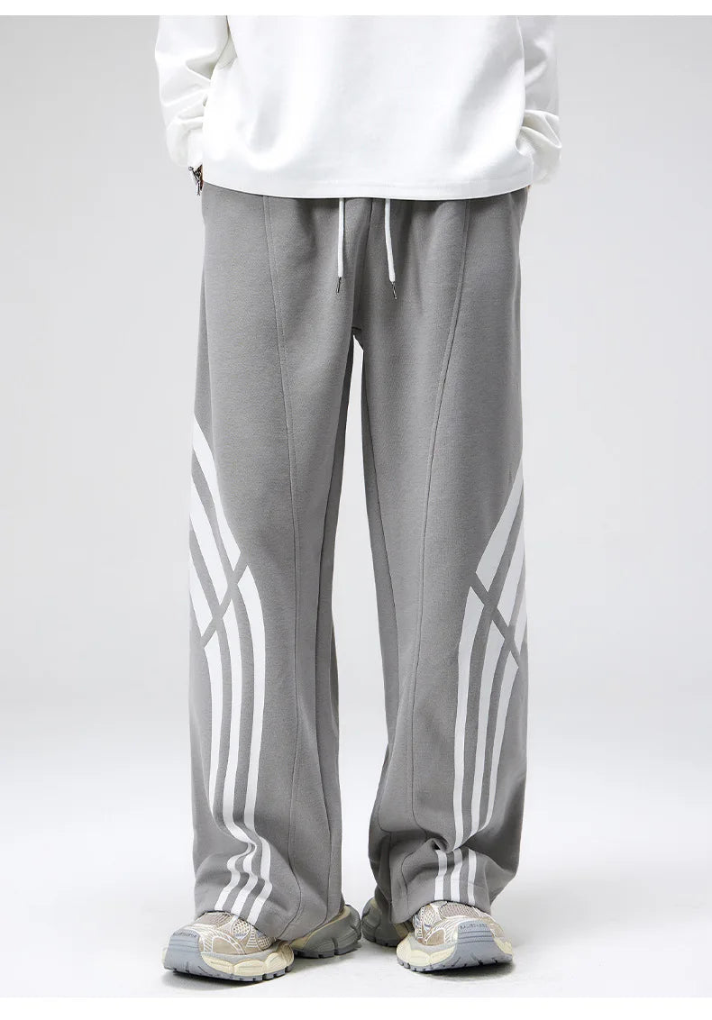 Pantalon De Survêtement Coupe Droite Warp Avec Design À Rayures Étendues Et Coloris Pierre Ou Noir Vintage