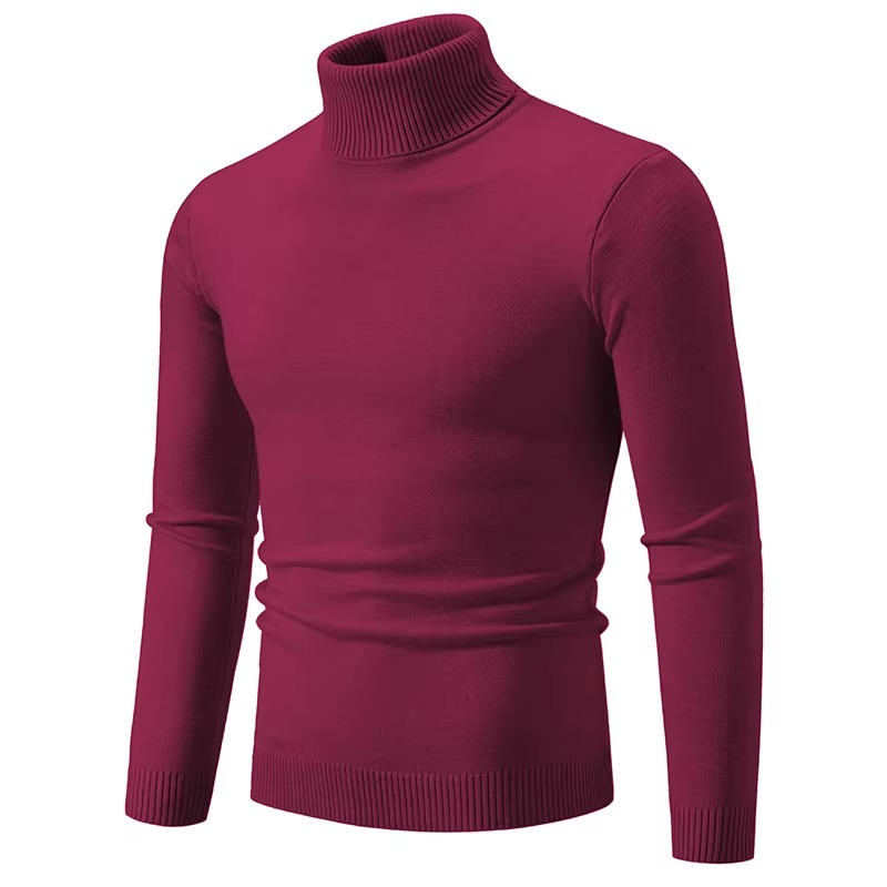 Amawinc Pull Col Roulé En Maille Épaisse Pour Hiver Coupe Slim Chaud Décontracté