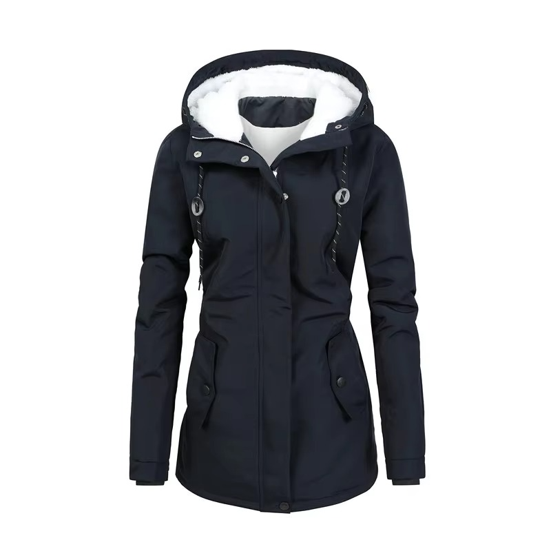 Parka Femme Rétro Doublée Polaire Mi Longue Avec Capuche Chaude Et Confortable Pour Femme