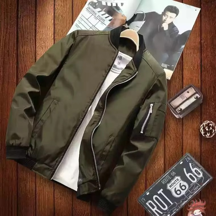 Veste Bomber Homme Légère Imperméable Zip Poches Frontales Polyvalente Amawinc Bourgogne Décontractée