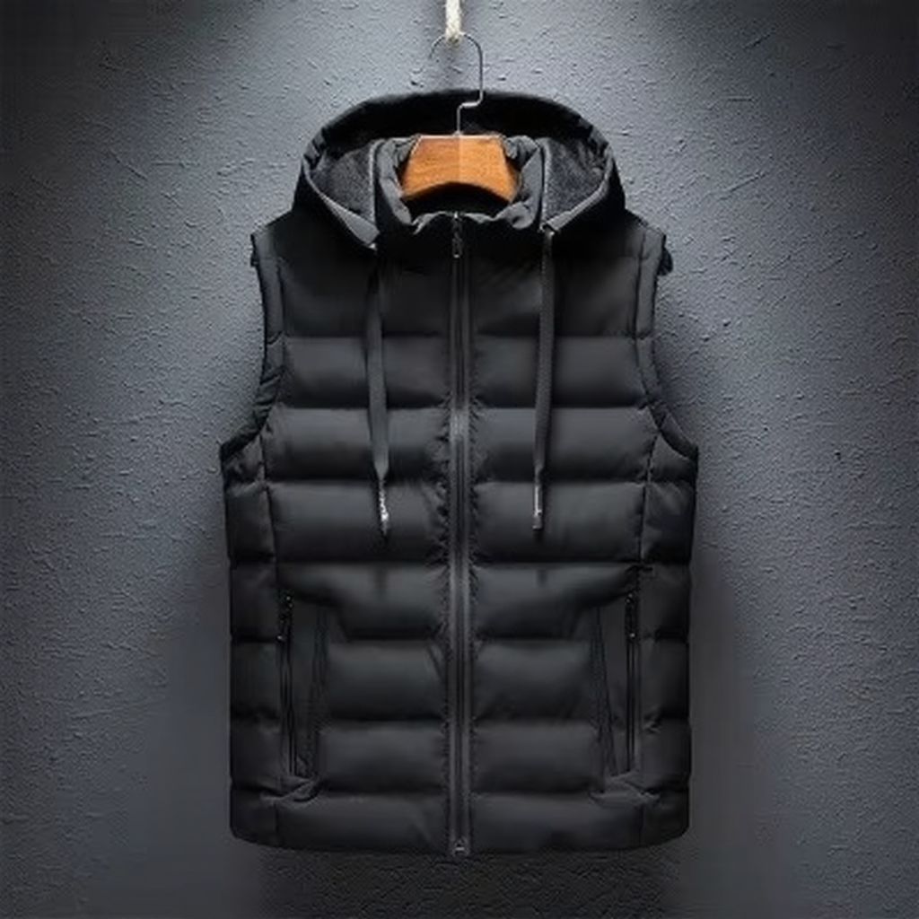 Gilet Sans Manches À Capuche Matelassé En Coton Pour Homme Avec Fermeture Éclair Tailles Plus Jusqu À 6XL